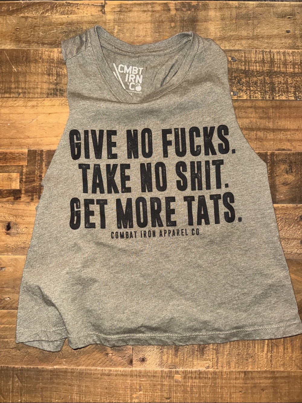 Combat Iron Grey Muscle Tee - Give No Fucks Graphic